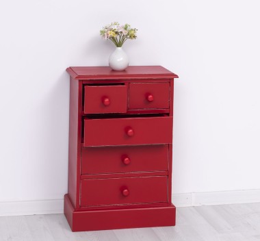 Noptiera cu 5 sertare de la Rustic Butique PS122 - Culoare_P047A - VOPSIT ANTICHIZAT