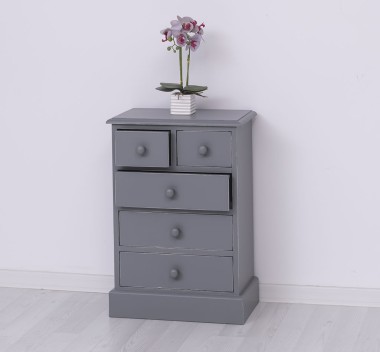 Noptiera cu 5 sertare de la Rustic Butique PS122 - Culoare_P078A - VOPSIT ANTICHIZAT