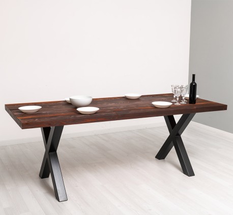 Masa cu picioare metal cu dim. 210x90x5,5 cu picioare metalice - Culoare_P083 - PERIAT ADANC de la Rustic Butique OUT21373 - Culoare_P083 - PERIAT ADANC