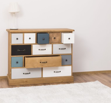 Comoda cu 13 sertare de la Rustic Butique PS103 - Culoare Corp_P002 - Culoare Sertare_Multicolor - MULTICOLOR