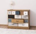 Comoda cu 13 sertare de la Rustic Butique PS103 - Culoare Corp_P002 - Culoare Sertare_Multicolor - MULTICOLOR
