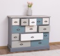 Comoda cu 13 sertare de la Rustic Butique PS103 - Culoare Top_P067 - Culoare Corp_P042A - Culoare Sertare_Multicolor - MULTICOLOR