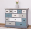 Comoda cu 13 sertare de la Rustic Butique PS103 - Culoare Top_P067 - Culoare Corp_P042A - Culoare Sertare_Multicolor - MULTICOLOR