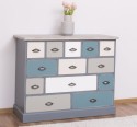 Comoda cu 13 sertare de la Rustic Butique PS103 - Culoare Top_P067 - Culoare Corp_P042A - Culoare Sertare_Multicolor - MULTICOLOR