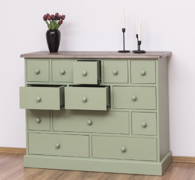 Comoda cu 13 sertare de la Rustic Butique PS103 - Culoare Top_P037 - Culoare Corp_P054 - DUBLU COLOR