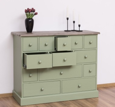 Comoda cu 13 sertare de la Rustic Butique PS103 - Culoare Top_P037 - Culoare Corp_P054 - DUBLU COLOR