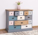 Comoda cu 13 sertare de la Rustic Butique PS103 - Culoare Top_P001 - Culoare Corp_P042 - Culoare Sertare_Multicolor - MULTICOLOR