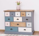 Comoda cu 13 sertare de la Rustic Butique PS103 - Culoare Top_P001 - Culoare Corp_P042 - Culoare Sertare_Multicolor - MULTICOLOR