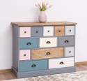 Comoda cu 13 sertare de la Rustic Butique PS103 - Culoare Top_P001 - Culoare Corp_P042 - Culoare Sertare_Multicolor - MULTICOLOR