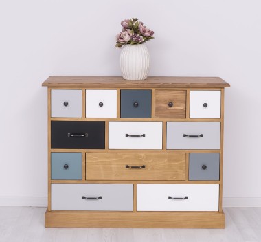 Comoda cu 13 sertare de la Rustic Butique PS103 - Culoare Top_P001 - Culoare Corp_P002 - Culoare Multicolor - MULTICOLOR