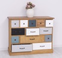 Comoda cu 13 sertare de la Rustic Butique PS103 - Culoare Top_P001 - Culoare Corp_P002 - Culoare Multicolor - MULTICOLOR