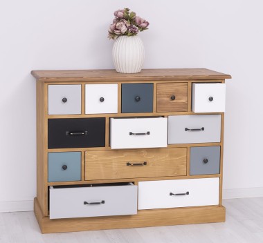 Comoda cu 13 sertare de la Rustic Butique PS103 - Culoare Top_P001 - Culoare Corp_P002 - Culoare Multicolor - MULTICOLOR