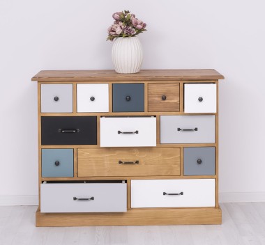 Comoda cu 13 sertare de la Rustic Butique PS103 - Culoare Top_P001 - Culoare Corp_P002 - Culoare Multicolor - MULTICOLOR