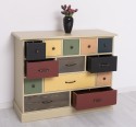 Comoda cu 13 sertare de la Rustic Butique PS103 - Culoare Corp_P046 - Culoare Sertare_Multicolor - MULTICOLOR