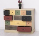 Comoda cu 13 sertare de la Rustic Butique PS103 - Culoare Corp_P046 - Culoare Sertare_Multicolor - MULTICOLOR