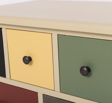 Comoda cu 13 sertare de la Rustic Butique PS103 - Culoare Corp_P046 - Culoare Sertare_Multicolor - MULTICOLOR