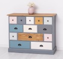 Comoda cu 13 sertare de la Rustic Butique PS103 - Culoare Top_P001 - Culoare Corp_P042 - Culoare Sertare_Multicolor - MULTICOLOR
