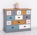 Comoda cu 13 sertare de la Rustic Butique PS103 - Culoare Top_P001 - Culoare Corp_P042 - Culoare Sertare_Multicolor - MULTICOLOR