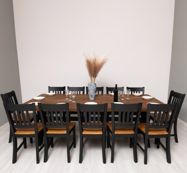 Masa dining cu picioare X,blat stejar cu dim. 240x120x78 cu 12 scaune - Culoare Top_P064 - Culoare Corp_P003 - DUBLU COLOR de la Rustic Butique OUT20198+12XPS661 - Culoare Top_P064 - Culoare Corp_P003 - DUBLU COLOR