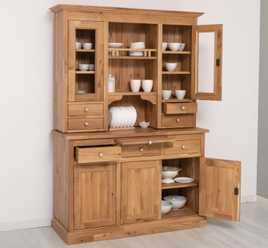 Bufet de bucatarie 3 usi, 3 sertare BAS + 2 usi, 4 sertare SUP, din stejar - Culoare_P061 - LACUIT de la Rustic Butique OUTOPS232BAS+SUP - Culoare_P061 - LACUIT
