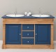 Dulap baie stejar cu 2 lavoare - lavoare incluse in pret - din stejar - Culoare Corp_P061 - Culoare Usi si Sertare_P113 - DUBLU  de la Rustic Butique OUTOPS4001 - Culoare Corp_P061 - Culoare Usi si Sertare_P113 - DUBLU COLOR