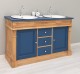 Dulap baie stejar cu 2 lavoare - lavoare incluse in pret - din stejar - Culoare Corp_P061 - Culoare Usi si Sertare_P113 - DUBLU  de la Rustic Butique OUTOPS4001 - Culoare Corp_P061 - Culoare Usi si Sertare_P113 - DUBLU COLOR