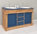 Dulap baie stejar cu 2 lavoare - lavoare incluse in pret - din stejar - Culoare Corp_P061 - Culoare Usi si Sertare_P113 - DUBLU  de la Rustic Butique OUTOPS4001 - Culoare Corp_P061 - Culoare Usi si Sertare_P113 - DUBLU COLOR