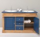 Dulap baie stejar cu 2 lavoare - lavoare incluse in pret - din stejar - Culoare Corp_P061 - Culoare Usi si Sertare_P113 - DUBLU  de la Rustic Butique OUTOPS4001 - Culoare Corp_P061 - Culoare Usi si Sertare_P113 - DUBLU COLOR