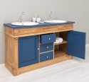 Dulap baie stejar cu 2 lavoare - lavoare incluse in pret - din stejar - Culoare Corp_P061 - Culoare Usi si Sertare_P113 - DUBLU  de la Rustic Butique OUTOPS4001 - Culoare Corp_P061 - Culoare Usi si Sertare_P113 - DUBLU COLOR