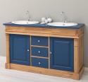 Dulap baie stejar cu 2 lavoare - lavoare incluse in pret - din stejar - Culoare Corp_P061 - Culoare Usi si Sertare_P113 - DUBLU  de la Rustic Butique OUTOPS4001 - Culoare Corp_P061 - Culoare Usi si Sertare_P113 - DUBLU COLOR
