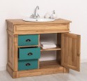 Dulap baie ornamental cu 3 sertare si 1 usa, din stejar, lavoar inclus in pret - Culoare Corp_P061 - Culoare Sertare_P117 - DUBL de la Rustic Butique OUTOPS543 - Culoare Corp_P061 - Culoare Sertare_P117 - DUBLU COLOR