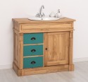 Dulap baie ornamental cu 3 sertare si 1 usa, din stejar, lavoar inclus in pret - Culoare Corp_P061 - Culoare Sertare_P117 - DUBL de la Rustic Butique OUTOPS543 - Culoare Corp_P061 - Culoare Sertare_P117 - DUBLU COLOR