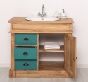 Dulap baie ornamental cu 3 sertare si 1 usa, din stejar, lavoar inclus in pret - Culoare Corp_P061 - Culoare Sertare_P117 - DUBL de la Rustic Butique OUTOPS543 - Culoare Corp_P061 - Culoare Sertare_P117 - DUBLU COLOR
