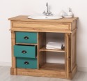 Dulap baie ornamental cu 3 sertare si 1 usa, din stejar, lavoar inclus in pret - Culoare Corp_P061 - Culoare Sertare_P117 - DUBL de la Rustic Butique OUTOPS543 - Culoare Corp_P061 - Culoare Sertare_P117 - DUBLU COLOR