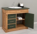 Dulap baie ornamental cu 3 sertare si 1 usa, din stejar, lavoar inclus in pret - Culoare Top_P115 - Culoare Corp_P061 - Culoare  de la Rustic Butique OUTOPS543 - Culoare Top_P115 - Culoare Corp_P061 - Culoare Usi si Sertare_P115 - DUBLU COLOR