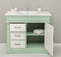 Dulap baie ornamental cu 3 sertare si 1 usa, din stejar, lavoar inclus in pret - Culoare Top_P039 - Culoare Corp_P092 - Culoare  de la Rustic Butique OUTOPS543 - Culoare Top_P039 - Culoare Corp_P092 - Culoare Usi si Sertare_P039 - DUBLU COLOR