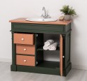 Dulap baie ornamental cu 3 sertare si 1 usa, din stejar, lavoar inclus in pret - Culoare Top_P112 - Culoare Corp_P115 - Culoare  de la Rustic Butique OUTOPS543 - Culoare Top_P112 - Culoare Corp_P115 - Culoare Usi si Sertare_P112 - DUBLU COLOR