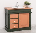 Dulap baie ornamental cu 3 sertare si 1 usa, din stejar, lavoar inclus in pret - Culoare Top_P112 - Culoare Corp_P115 - Culoare  de la Rustic Butique OUTOPS543 - Culoare Top_P112 - Culoare Corp_P115 - Culoare Usi si Sertare_P112 - DUBLU COLOR
