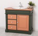 Dulap baie ornamental cu 3 sertare si 1 usa, din stejar, lavoar inclus in pret - Culoare Top_P112 - Culoare Corp_P115 - Culoare  de la Rustic Butique OUTOPS543 - Culoare Top_P112 - Culoare Corp_P115 - Culoare Usi si Sertare_P112 - DUBLU COLOR