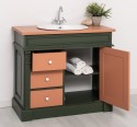 Dulap baie ornamental cu 3 sertare si 1 usa, din stejar, lavoar inclus in pret - Culoare Top_P112 - Culoare Corp_P115 - Culoare  de la Rustic Butique OUTOPS543 - Culoare Top_P112 - Culoare Corp_P115 - Culoare Usi si Sertare_P112 - DUBLU COLOR
