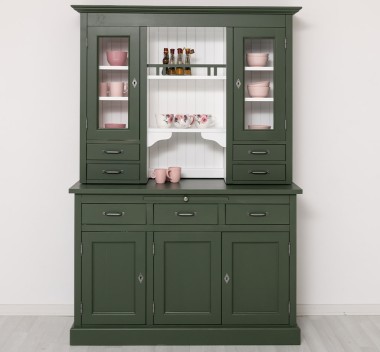 Bufet de bucatarie 3 usi, 3 sertare BAS + 2 usi, 4 sertare SUP, din stejar - Culoare Ext._P115 - Culoare Int._P004 - DUBLU COLOR de la Rustic Butique OUTOPS232BAS+SUP - Culoare Ext._P115 - Culoare Int._P004 - DUBLU COLOR