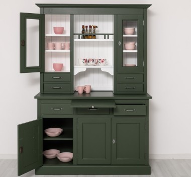 Bufet de bucatarie 3 usi, 3 sertare BAS + 2 usi, 4 sertare SUP, din stejar - Culoare Ext._P115 - Culoare Int._P004 - DUBLU COLOR de la Rustic Butique OUTOPS232BAS+SUP - Culoare Ext._P115 - Culoare Int._P004 - DUBLU COLOR
