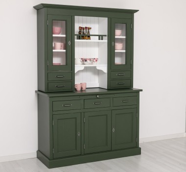 Bufet de bucatarie 3 usi, 3 sertare BAS + 2 usi, 4 sertare SUP, din stejar - Culoare Ext._P115 - Culoare Int._P004 - DUBLU COLOR de la Rustic Butique OUTOPS232BAS+SUP - Culoare Ext._P115 - Culoare Int._P004 - DUBLU COLOR