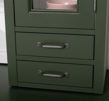Bufet de bucatarie 3 usi, 3 sertare BAS + 2 usi, 4 sertare SUP, din stejar - Culoare Ext._P115 - Culoare Int._P004 - DUBLU COLOR de la Rustic Butique OUTOPS232BAS+SUP - Culoare Ext._P115 - Culoare Int._P004 - DUBLU COLOR