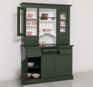 Bufet de bucatarie 3 usi, 3 sertare BAS + 2 usi, 4 sertare SUP, din stejar - Culoare Ext._P115 - Culoare Int._P004 - DUBLU COLOR de la Rustic Butique OUTOPS232BAS+SUP - Culoare Ext._P115 - Culoare Int._P004 - DUBLU COLOR