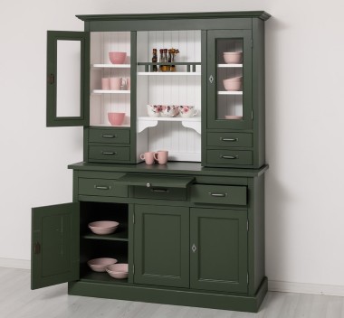 Bufet de bucatarie 3 usi, 3 sertare BAS + 2 usi, 4 sertare SUP, din stejar - Culoare Ext._P115 - Culoare Int._P004 - DUBLU COLOR de la Rustic Butique OUTOPS232BAS+SUP - Culoare Ext._P115 - Culoare Int._P004 - DUBLU COLOR