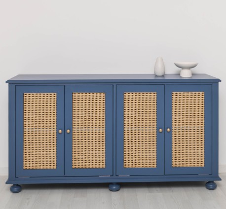 Consola cu 4 usi cu Ratan de la Rustic Butique PS803 - Culoare_P113 - VOPSIT