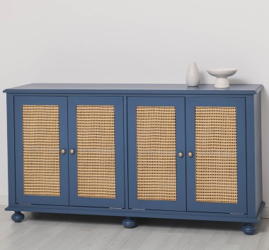 Consola cu 4 usi cu Ratan de la Rustic Butique PS803 - Culoare_P113 - VOPSIT
