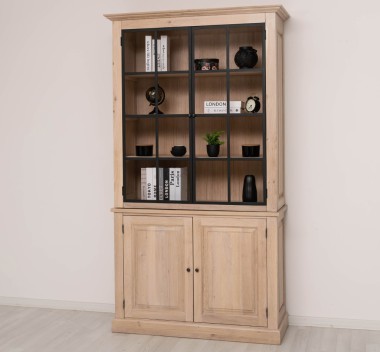 Vitrina eleganta din stejar, cu 2 usi BAS + 2 usi sticla SUP de la Rustic Butique OPS798BAS+SUP - Culoare_P035 - ULEIAT
