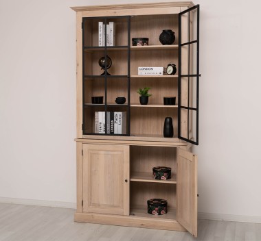Vitrina eleganta din stejar, cu 2 usi BAS + 2 usi sticla SUP de la Rustic Butique OPS798BAS+SUP - Culoare_P035 - ULEIAT